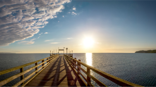 Binz: Sonnenaufgang auf Seebrücke